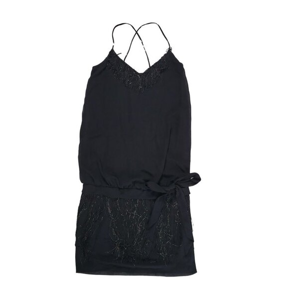 TD4 Flapper Style 70s Style Black Dress - Picture 1 of 7